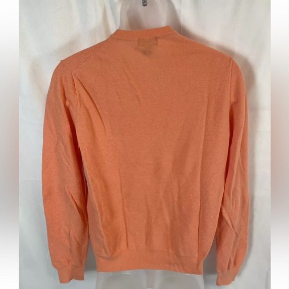 Brooks Brothers V Neck Sweater Men’s M Orange Salmon Linen Cotton Pullover Lite - Picture 5 of 16
